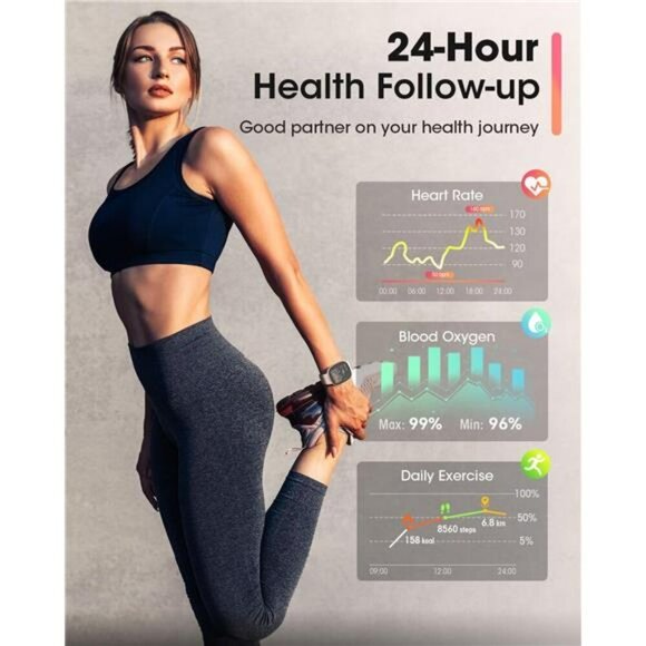 Smart Watch Call Text Heart Rate Sleep Tracker Waterproof iPhone Android 3 Bands - Picture 2 of 7